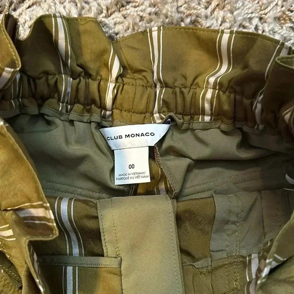 Women Clue Monaco Green Striped Drawstring Pants Size 00 - Picture 4 of 5